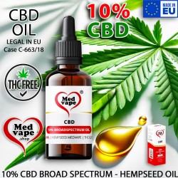 10% CBD BROADSPECTRUM HEMPSEED OIL 10ml MEDVAPE